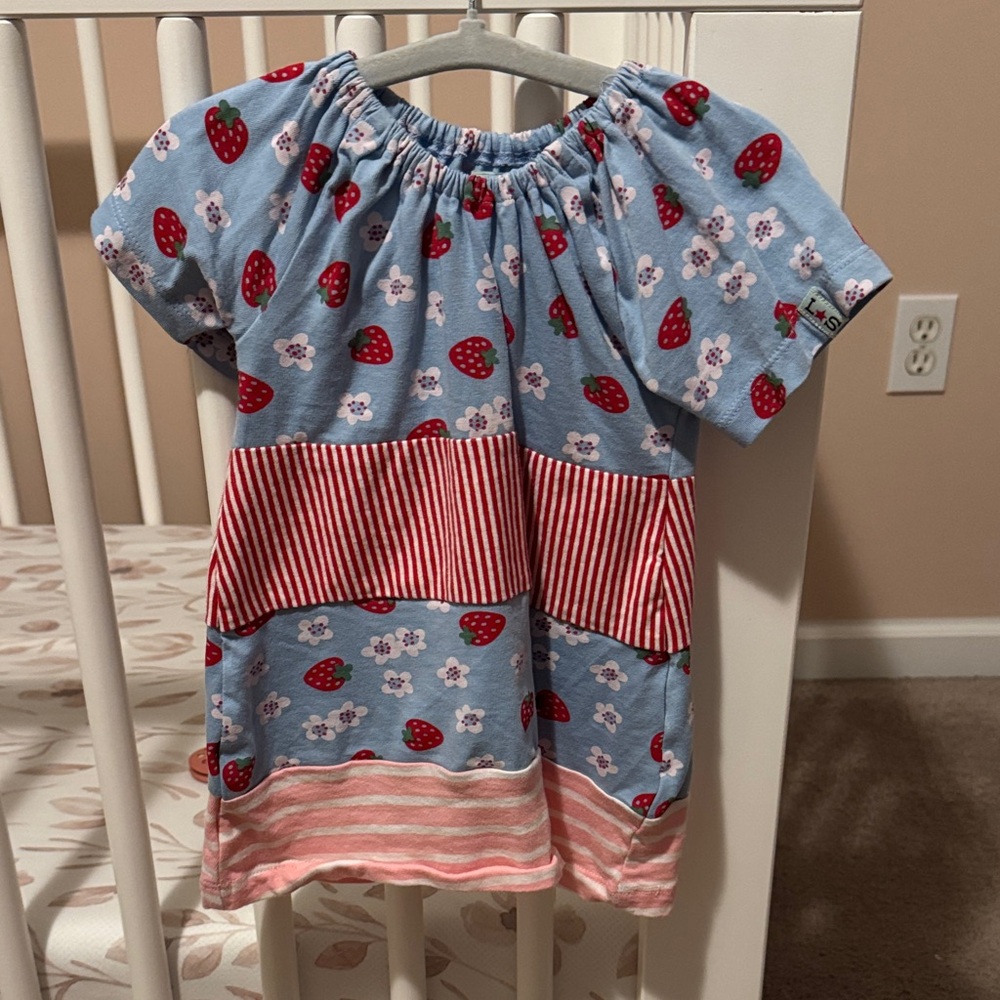 Blue and Red Strawberry Kids Dress